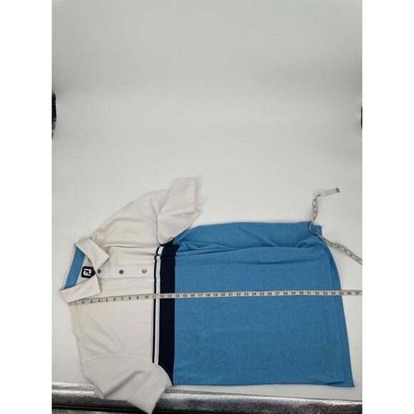 FootJoy Mens XXL ProDry Performance Golf Polo Shirt White Blue Moisture Wicking - Picture 7 of 8